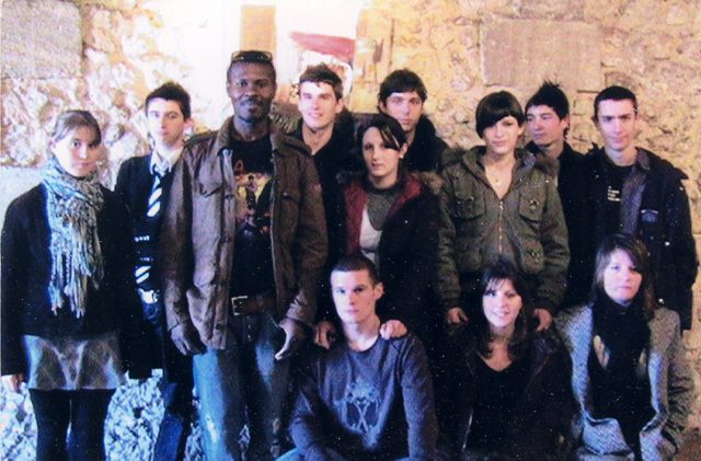 With fellow artists after an opening, France.