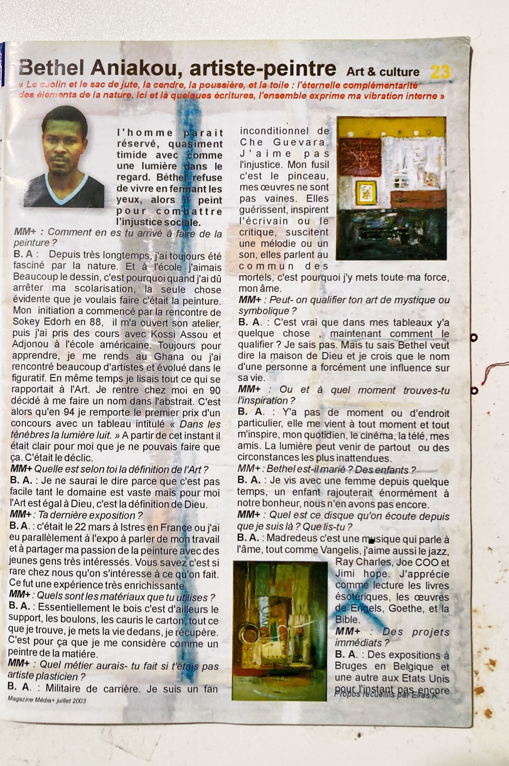 “Bethel Aniaku, artiste-peintre”
